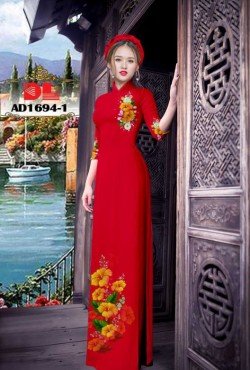 Vải áo dài hoa mẫu đơn 1694 AD 1694